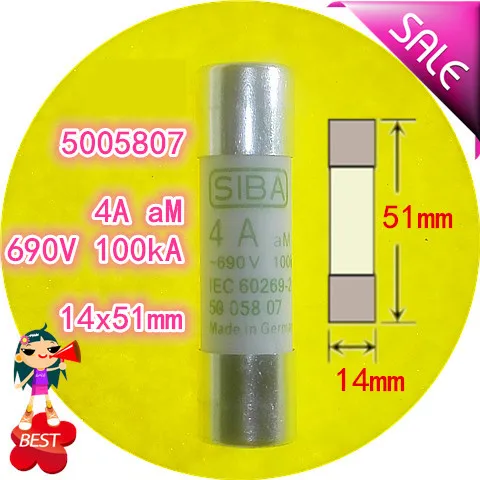 

Fuse 4 a aM 690 v 100 ka 14 x51mm 5005807 fuse tube molten core