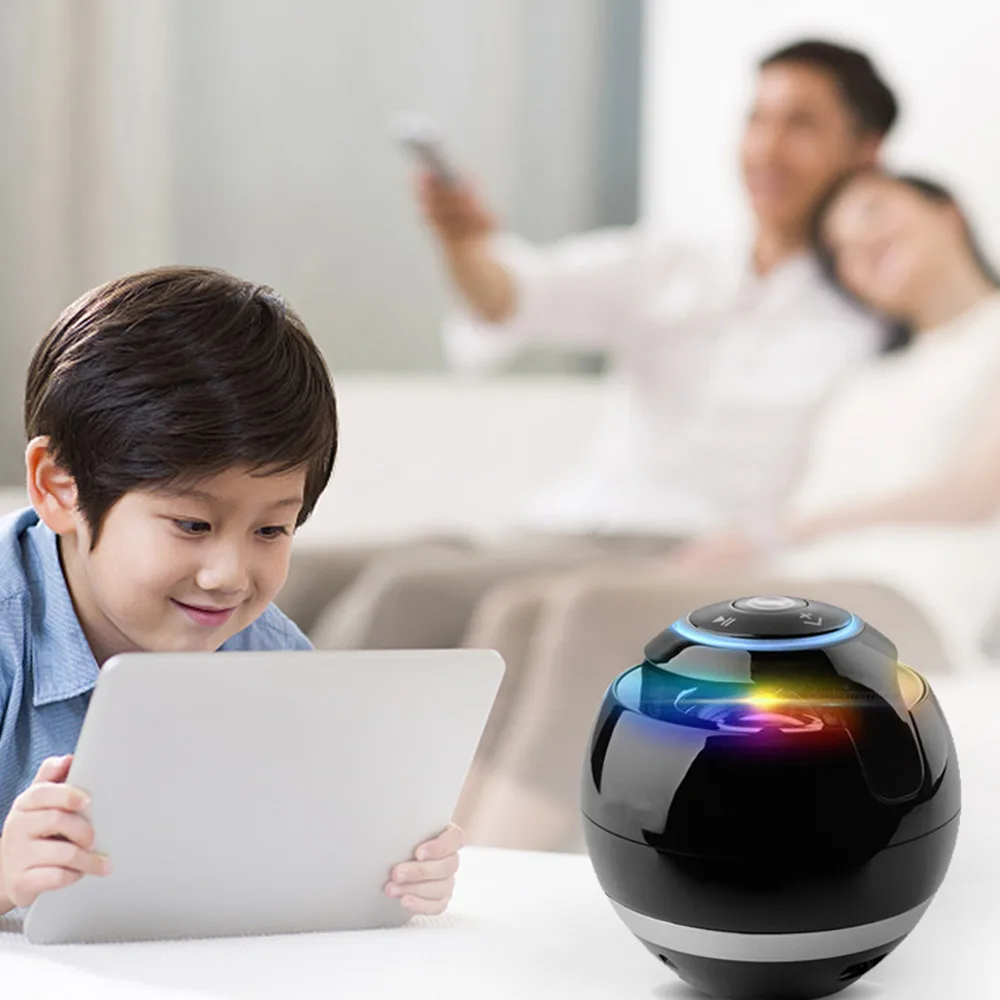 Spherical wireless bluetooth speaker led light mini audio gift subwoofer portable hands-free calling circular card music player |