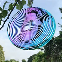 rotating wind chime stainless steel 3d pattern hanging decor outdoor garden home balcony decoration