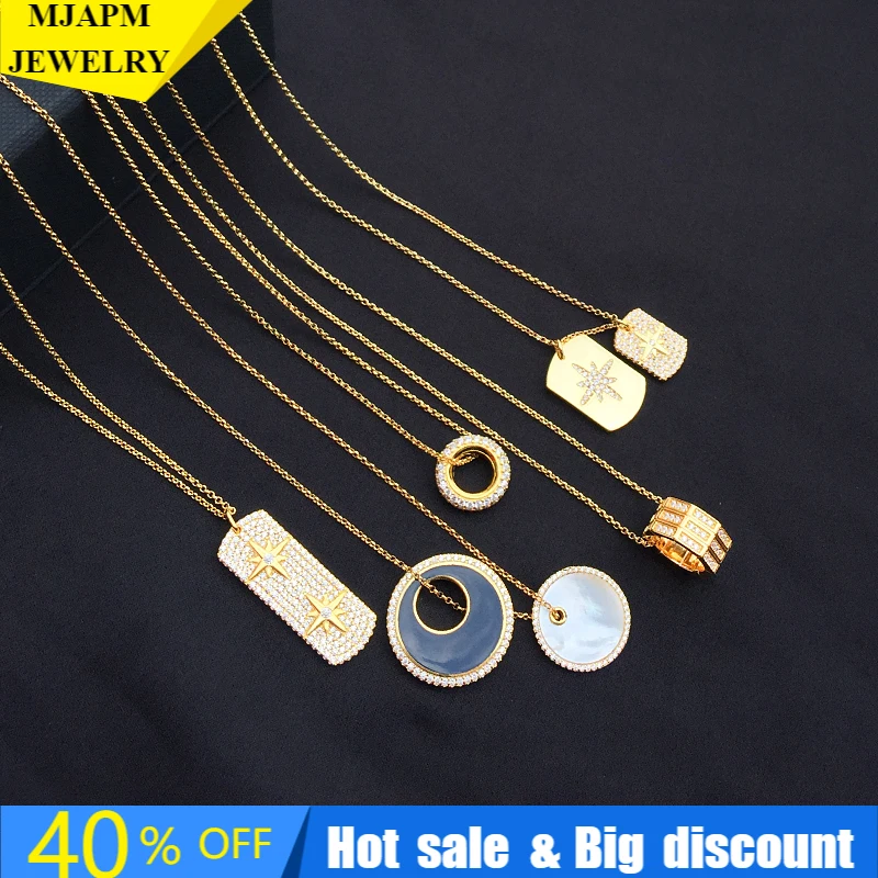 

S925 Sterling Silver 2021 New Zirconium Gold Round Pendant Necklace Luxury Brand Monaco Ladies Jewelry Gift High Quality 1:1