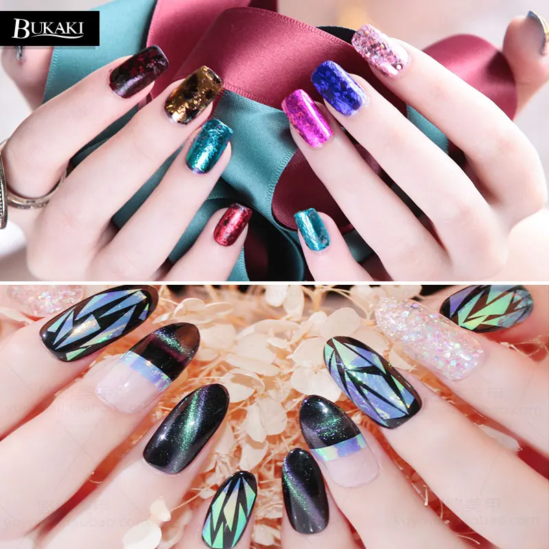 BUKAKI Фольга для ногтей клей передачи украшения хобби ногтевой дизайн наклейки