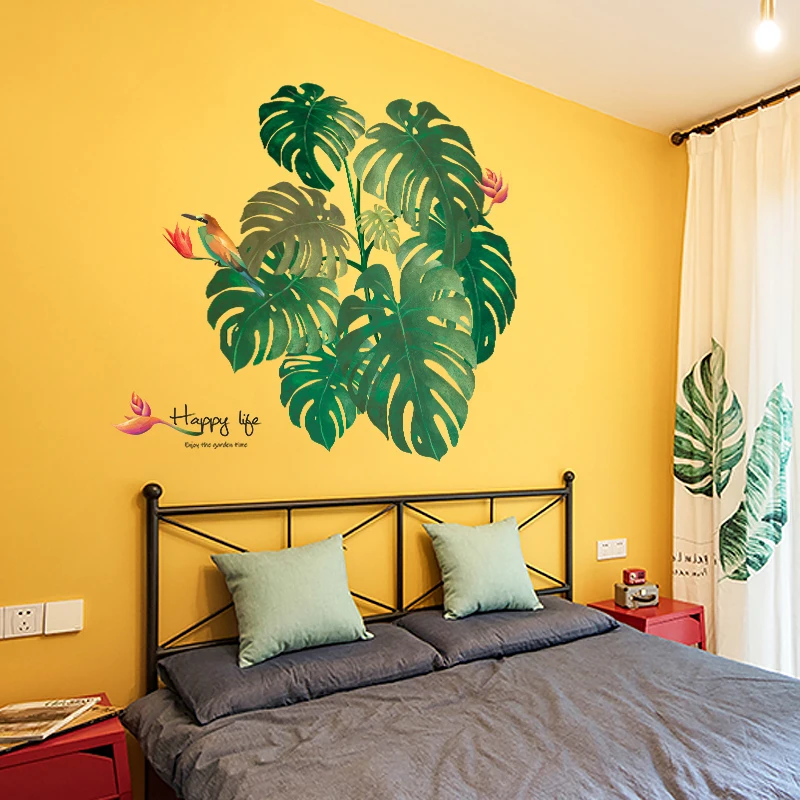 

Creative Green Plant Flowers Wall Stickers Kid Childrens Room Decoration Home Decor Toys Bedroom Kitchen Poster Self-Adhesive