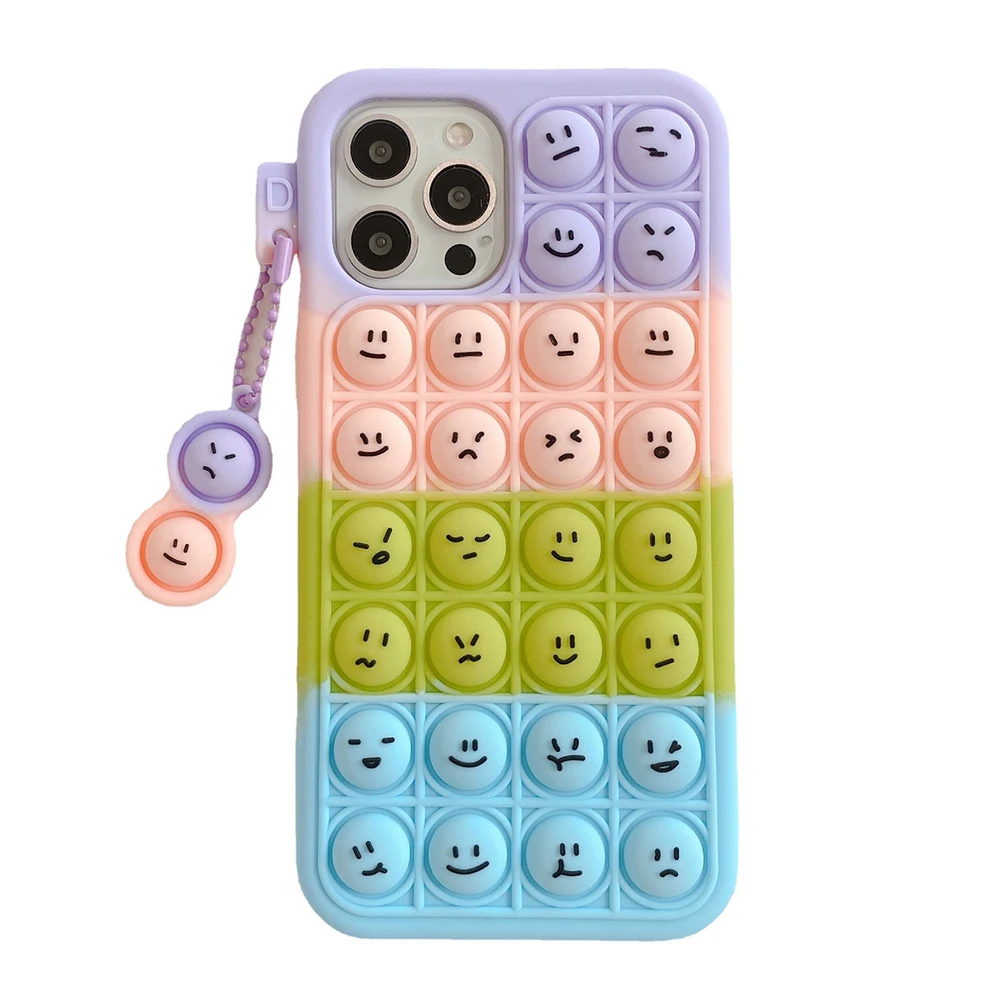 

Expression Silicone Anti-stress Protective Cover Relieve Stress Sensory Toys Push Bubble Soft Phone Case for iPhone