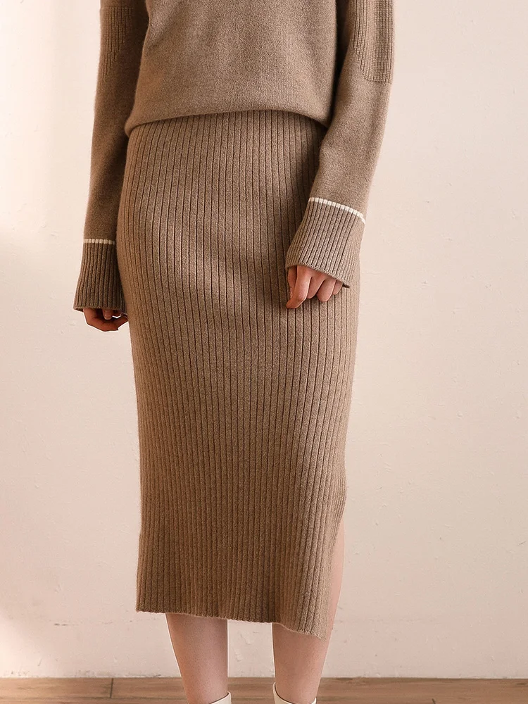 Осенне-зимняя Новая модная женская юбка из 100% чистого кашемира | Женская одежда