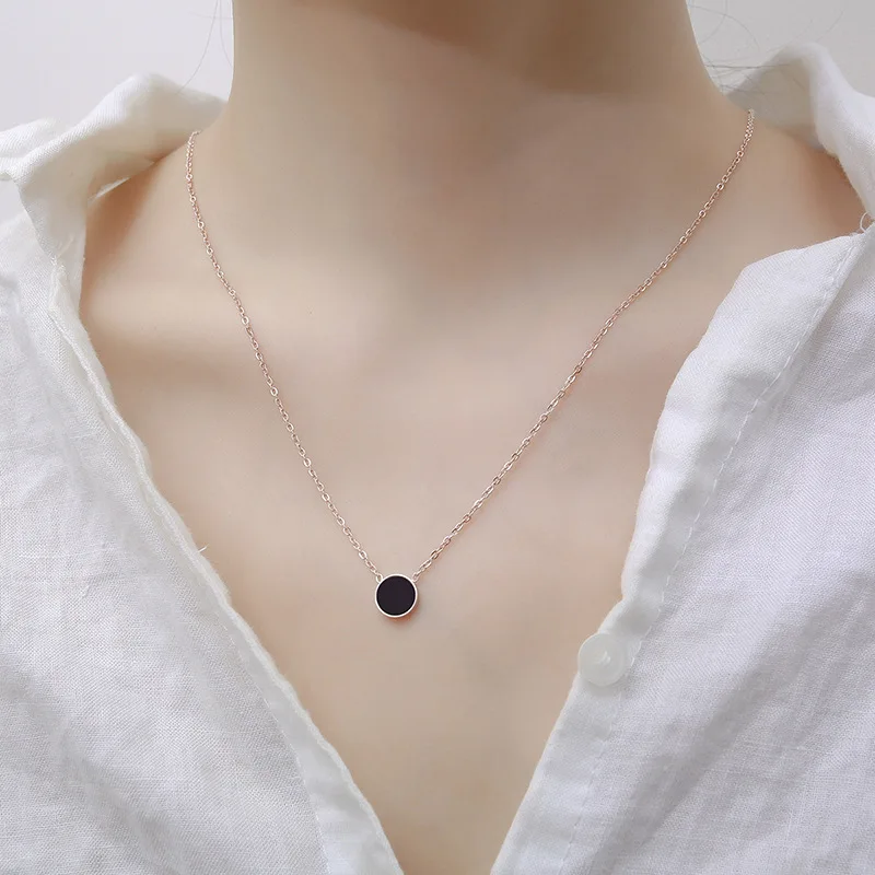 Из нержавеющей стали для женщин ожерелье цепочка розово золотистый и черный