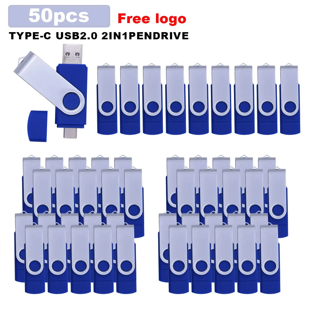 Двойной USB-накопитель 50 шт. флеш-накопитель Type-C 128 Гб 64 ГБ 32 USB 16 8 4 флешка для