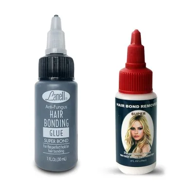 glue and remover(1oz Водонепроницаемый Профессиональный парик для склеивания волос гель клей анти-гриб наращивание волос салон для парика аденсивный клей - Цвет: glue and remover(1oz