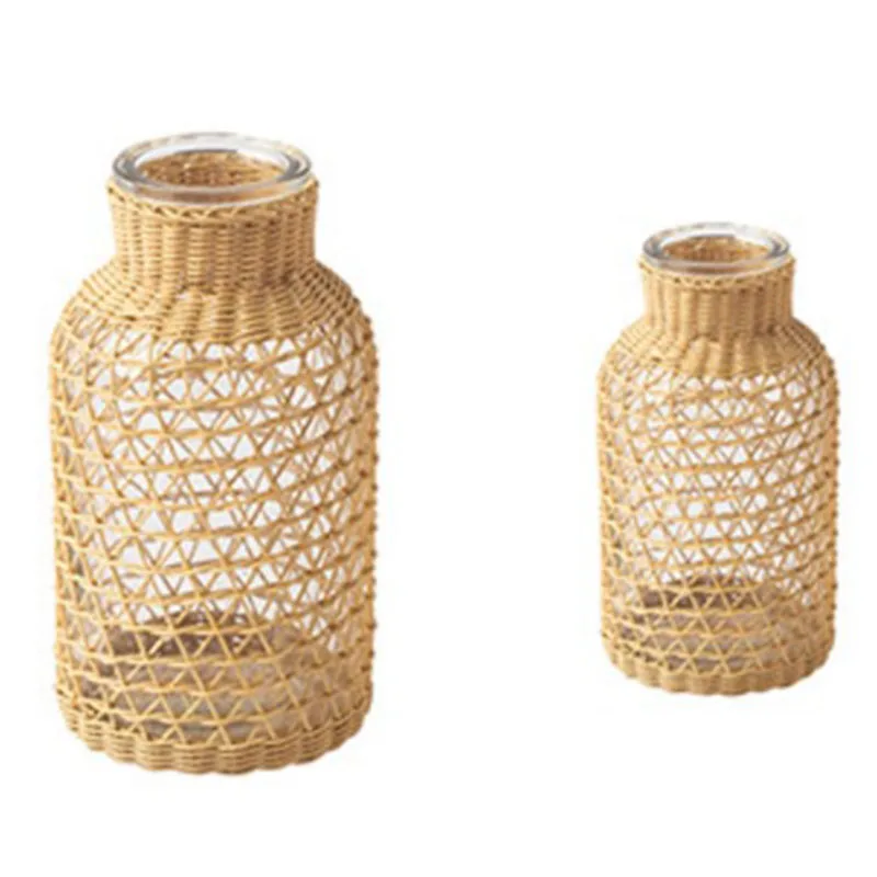 Соломенная стеклянная ваза для цветов японский цветочный горшок в скандинавском