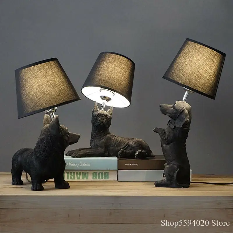South Korea Boston Dog Resin Table Lamp Art Decor for Living Room Desk Kids Bedside Lights Dogs Nordic Clear AC | Освещение