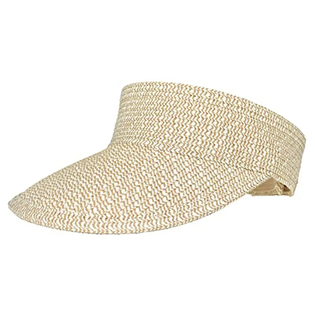 

Giolshon New Summer Empty Top Suncap Foldable Portable Roll Up Beach Hat Wide Brim Women Sun Hat Fashion Casual Straw Cap Visors