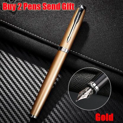 Gold Fountain Pen Классический дизайн, сонет, авторучка, офисная, офисная, роскошная, бизнес, Подарочная, металлическая ручка, 521, купить, 2 ручки, отправить подарок - Цвет: Gold Fountain Pen