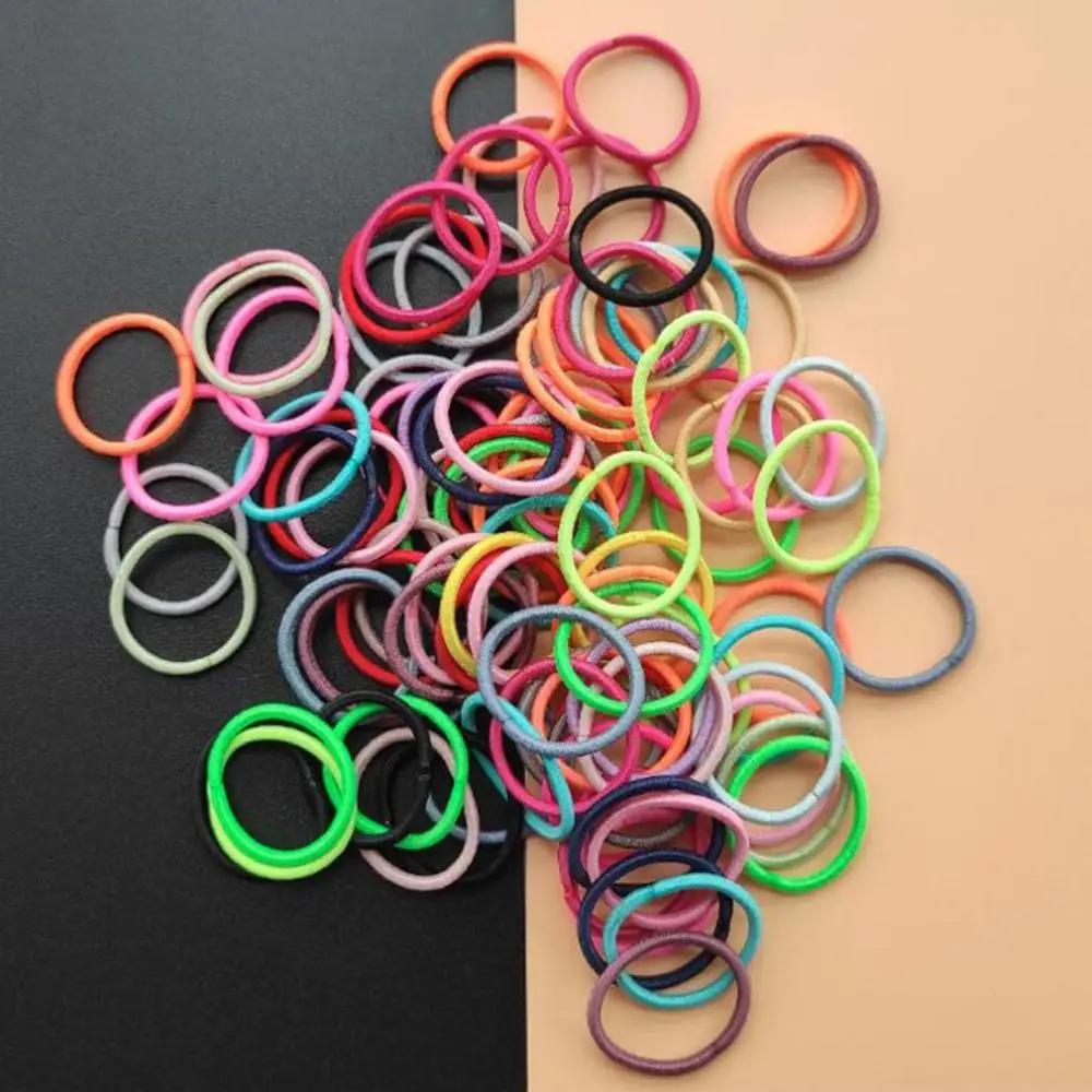

1pc Small Rubber Band Children's Hair Tied Solid Color Strong Hair Ring Durable High Elasticity No Injury Kids Hair Accessories