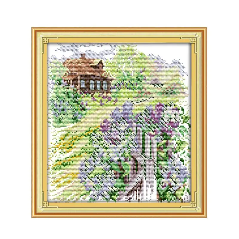 Деревенский путь, Набор для вышивки крестом, lanscape garden, 14ct, 11ct, отсчет, Печатный холст, вышивка, сделай сам, ручная работа, рукоделие