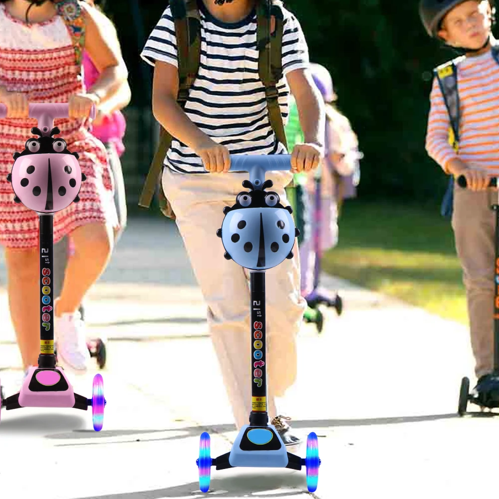 

Fun Sport Toy Children Scooter 3 Wheel T Bar Balance Riding Kick Scooters LED Wheel Adjustable Scooter Kids Birthday Gift