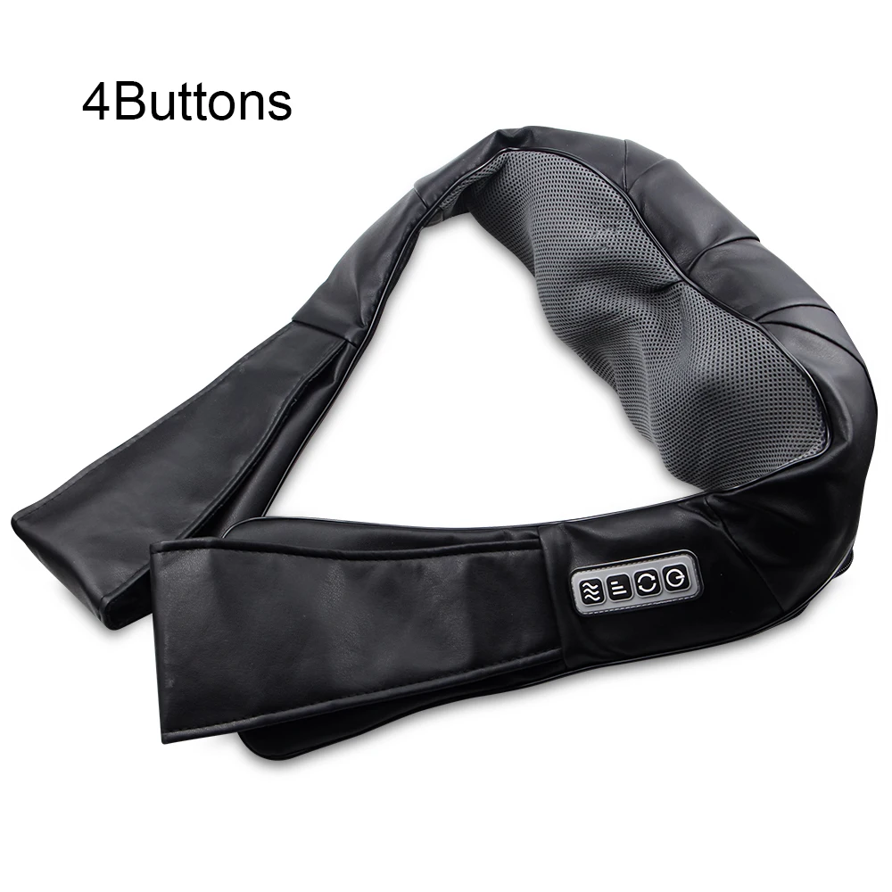 4-Buttons-Black Электрический Массажер шиацу для спины, плеч, тела, шеи, массажер, многофункциональная шаль, инфракрасная, с подогревом, разминающий автомобиль/Домашний Массажер - Цвет: 4-Buttons-Black