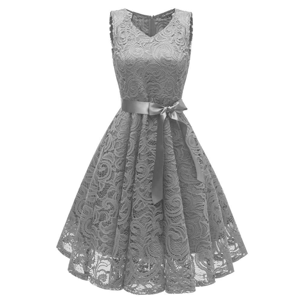 

Summer Dress Women Sexy Elegant Slim Fit Hollow Out Solid Bow Party Formal Dresses Female Vintage A Line Tank Lace Dress LL277