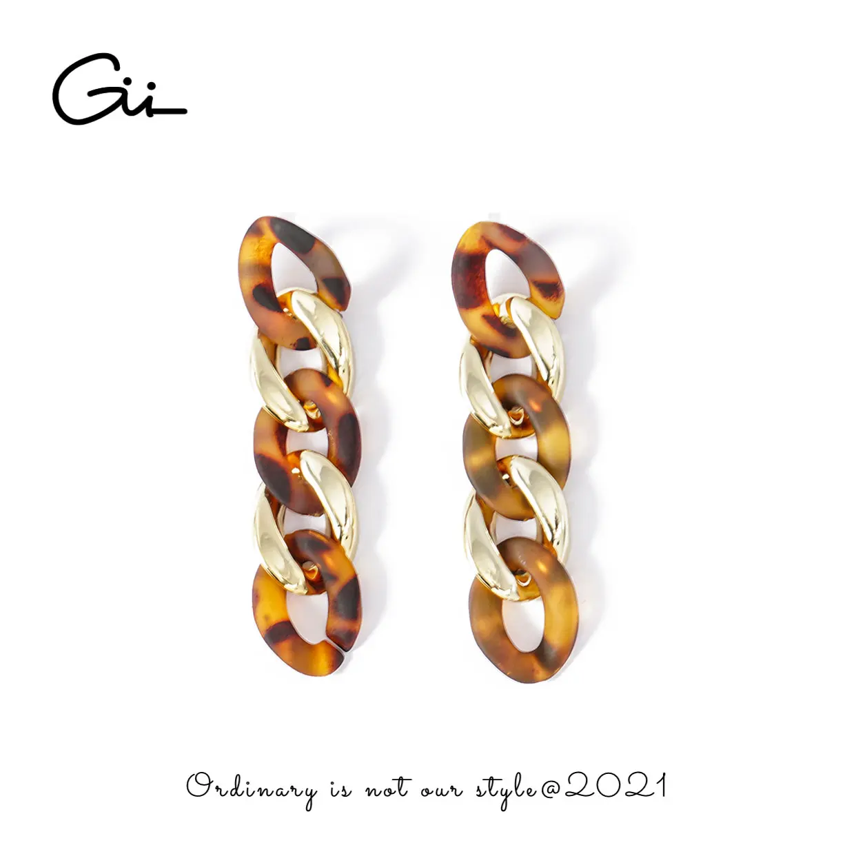 

Gii Long Chain Earrings 2021 New Tide Contrast Color European And American Style Retro Joker Earrings High Sense Earrings Women