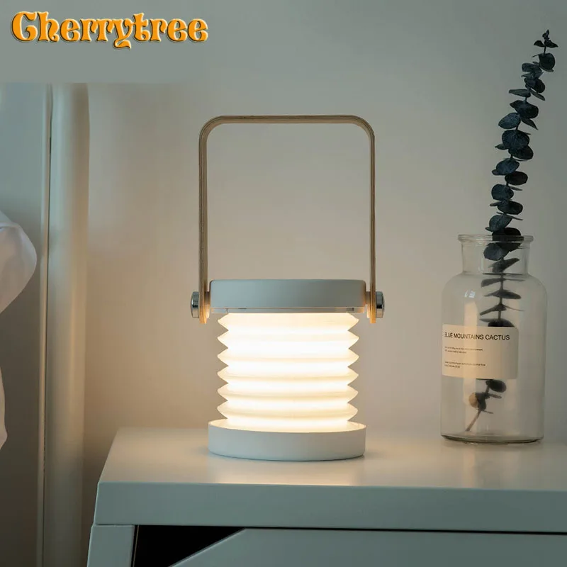 Светодиодная настольная лампа с ручкой ночник usb деревянная светильник внешним