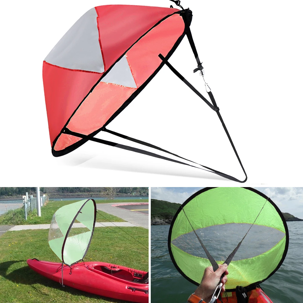 46 inch Kayak Wind Sail Folding Kayak Wind Paddle Sailing Popup Paddle Board Sail Inflatable Boat SUP Sail with Clear Window