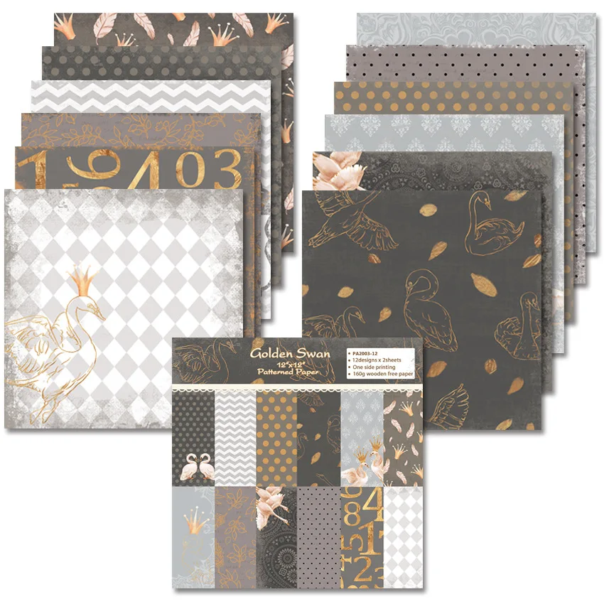 

12" 24Pcs/Lot Golden Numbers Retro Material Papers DIY Scrapbooking Album Diary Gift Decorative Paper Scrapbooking Paper
