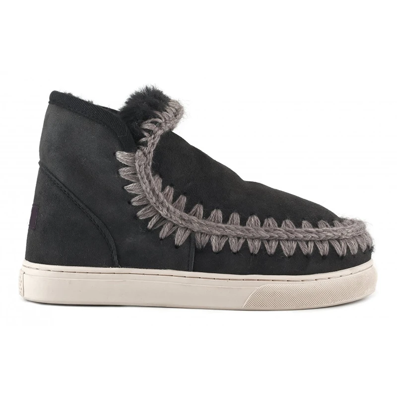 melhor Moug Inverno Mulheres Neve Tornozelo Botas Mini Eskimo Tênis Artesanal De Pele Carneiro Sutura Dedo Do Pé Redondo Da Menina Apartamentos Senhoras Botas