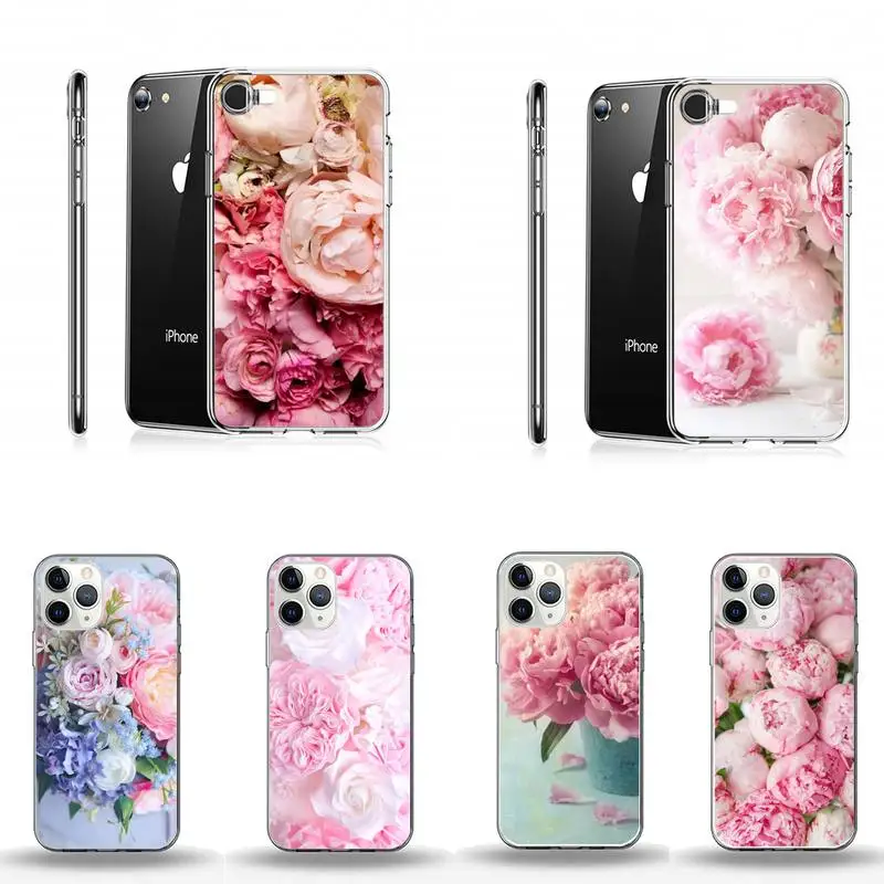 

flower rose pink Phone Case Transparent for iPhone Samsung A S 11 12 6 7 8 9 10 20 Pro X XS Max XR Plus lite