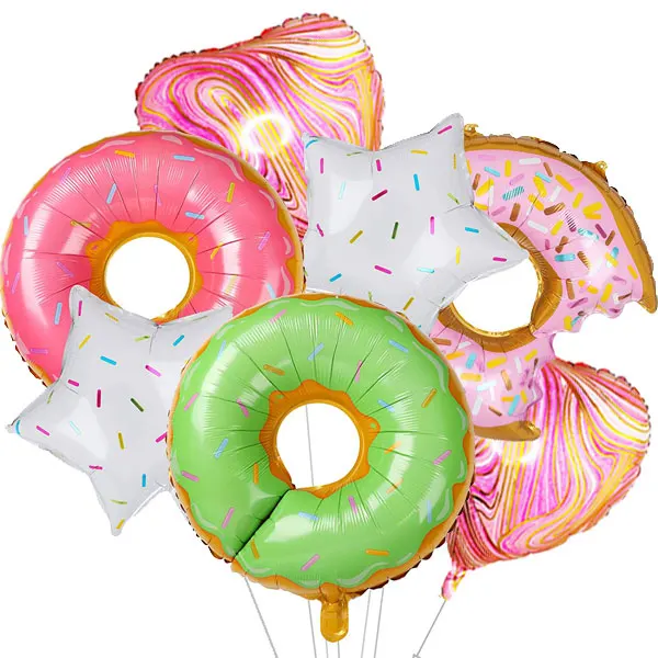 7 шт. большой пончик и Агат Сердце Фольга Воздушные шары майлар шар гигантские