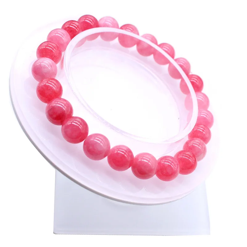 Браслет из Красного арбуза турмалина бусин кристаллов кварца эластичные