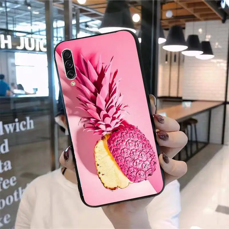Yellow Pineapple Pink Silicone Phone Case For Samsung A40 A50 A51 A71 A20E A20S S8 S9 S10 S20 Plus note 20 ultra 4G 5G | Мобильные