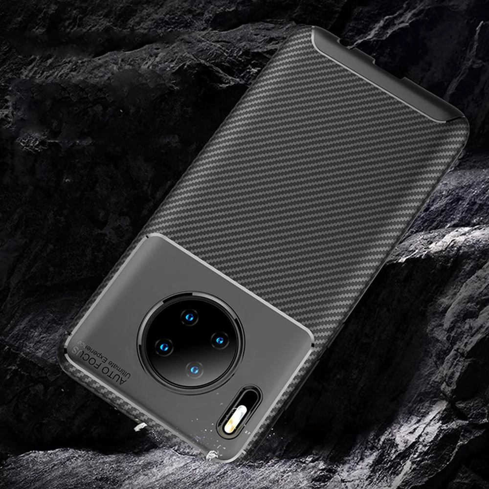 Чехол для Huawei Mate 30 Pro Роскошный чехол из углеродного волокна полная защита