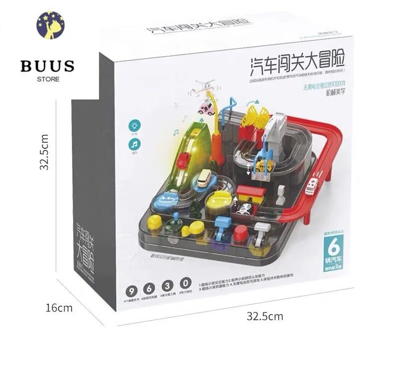 

Transparent Adventure Game Racing Rail Car Model Racing Educational Toy Children Track Car Brain Game Mechanical Toys