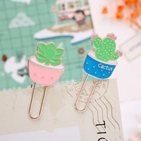 1pc cactus paper clip bookmark creative exquisite mini metal art pattern book mark page folder office school supplies stationery