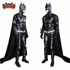 Темный рыцарь поднимается костюм супергерой Брюс Уэйн полный черный костюм с головным убором Золотой Пояс плащ на заказ