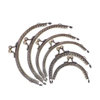 10pcs round metal purse frame handle for clutch bag accessories making kiss clasp lock antique bronze bags hardware