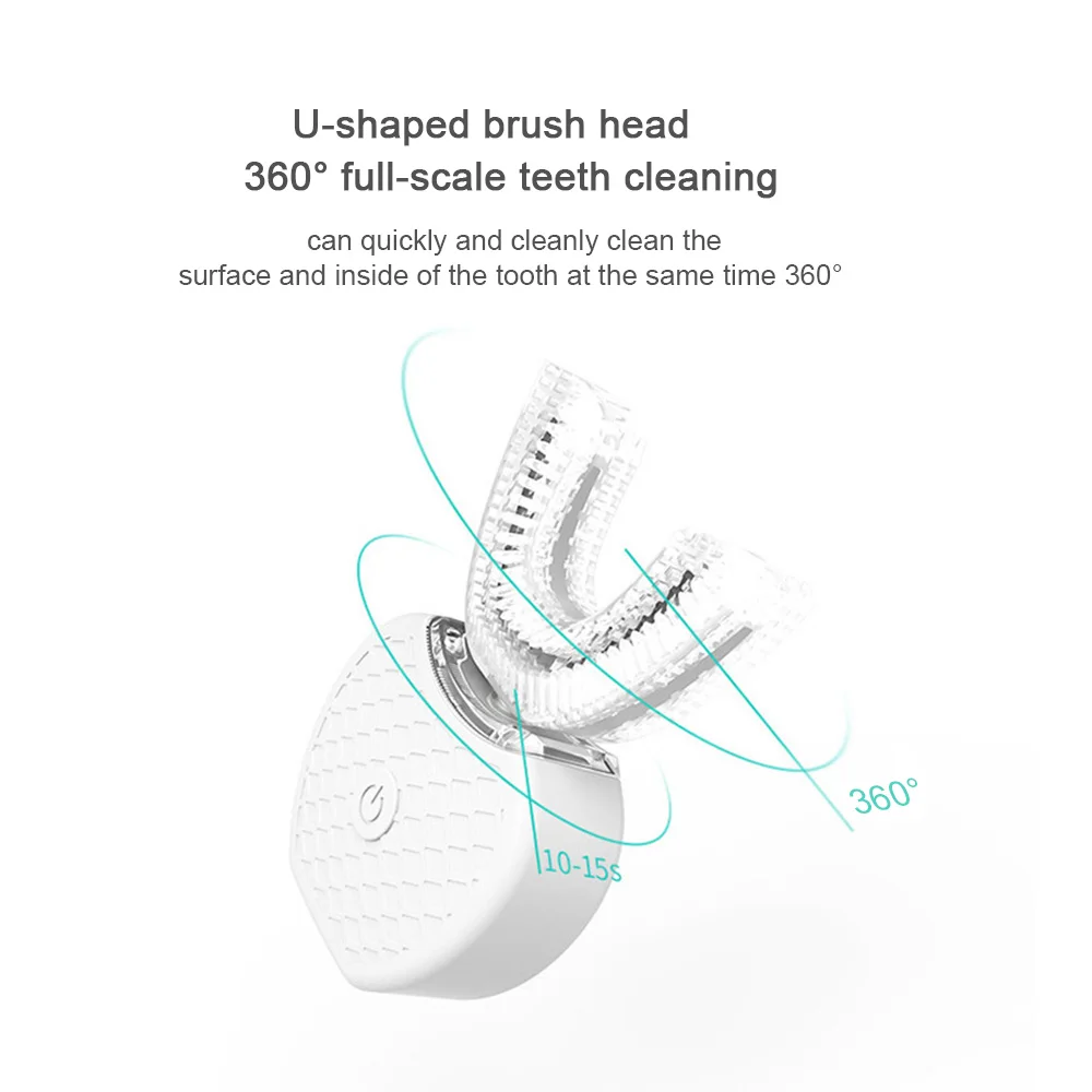 360 Degrees Intelligent Automatic Sonic Electric Toothbrush U Type 4 Modes Tooth Brush USB Charging Whitening Blue Light | Бытовая