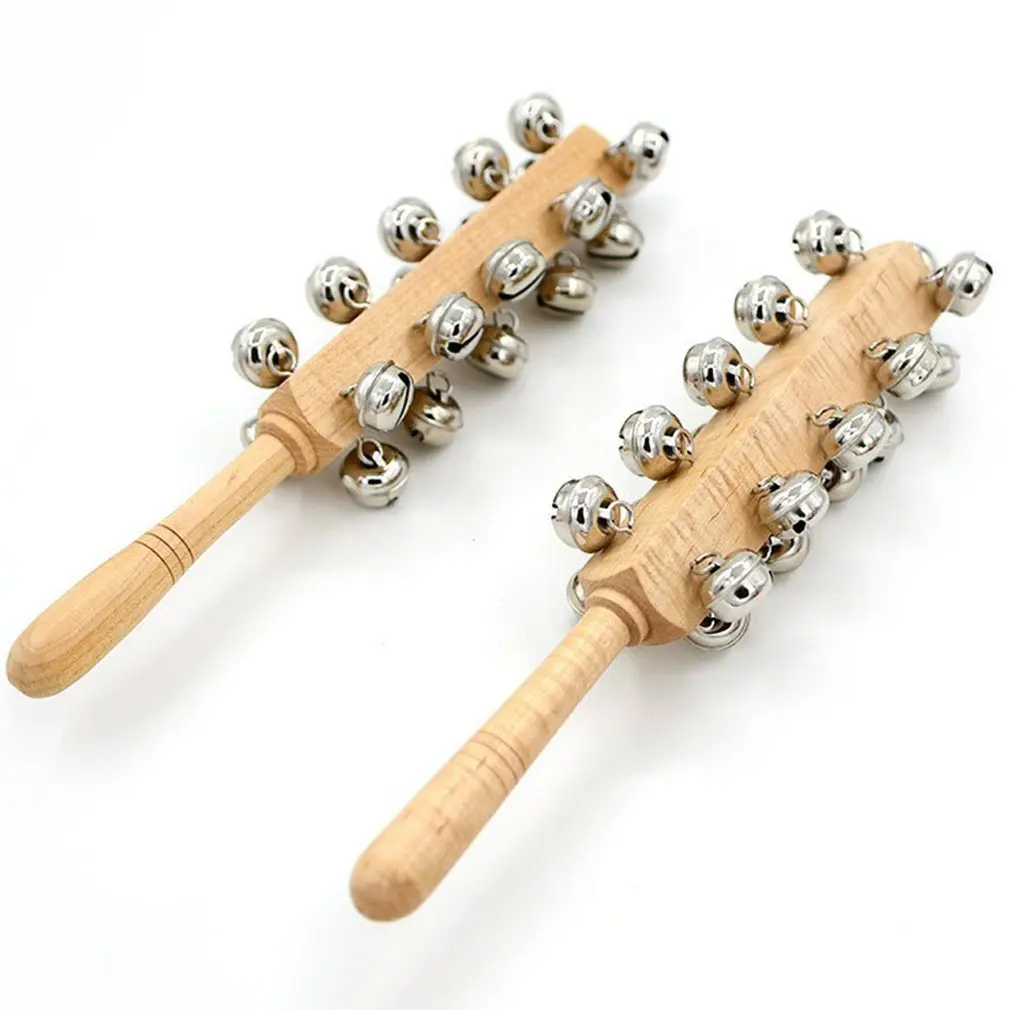 

Baby Toy Musical Instrument Baby Educational Cartoon Wooden Rattle Toy Kid Handle Wooden Activity Bell Rattle