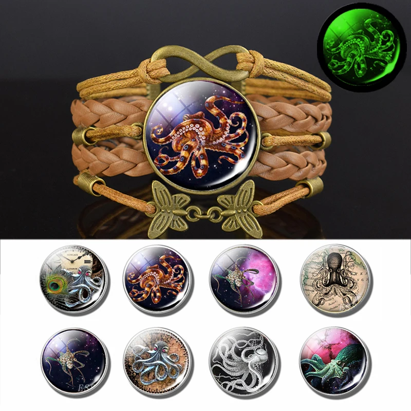 Браслет на запястье Esspoc с уникальным дизайном светящийся осьминог фото-стекло