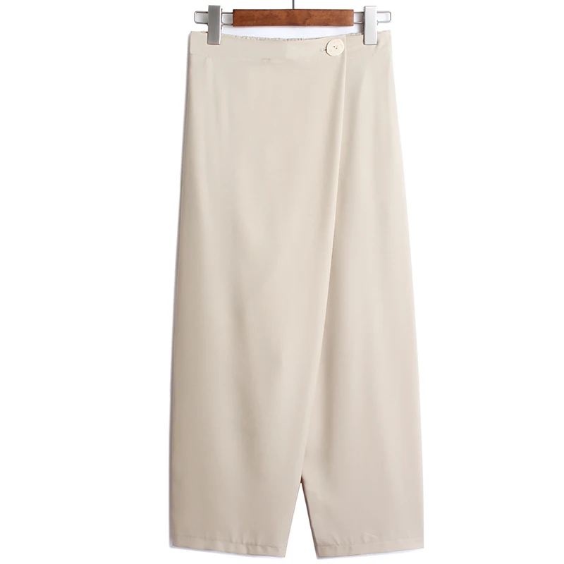 IEQJ Wide Leg New High Ealistic Waist Women Over Size Asymmetrical Single Button Trousers Harem Pants Fashion Spring 2021 8P532