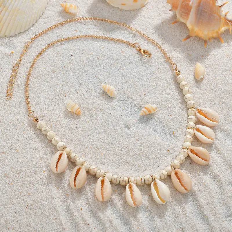 Для женщин Цепочки и ожерелья Boho море ожерелья в виде ракушки для девочек Rope Chain колье браслет простые элегантные пляжные ювелирные изделия подарок на день матери - Окраска металла: N00180
