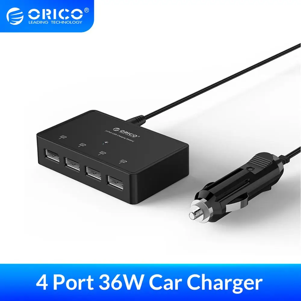 ORICO 36 Вт автомобильное зарядное устройство 4 порта Мульти USB адаптер удлинитель