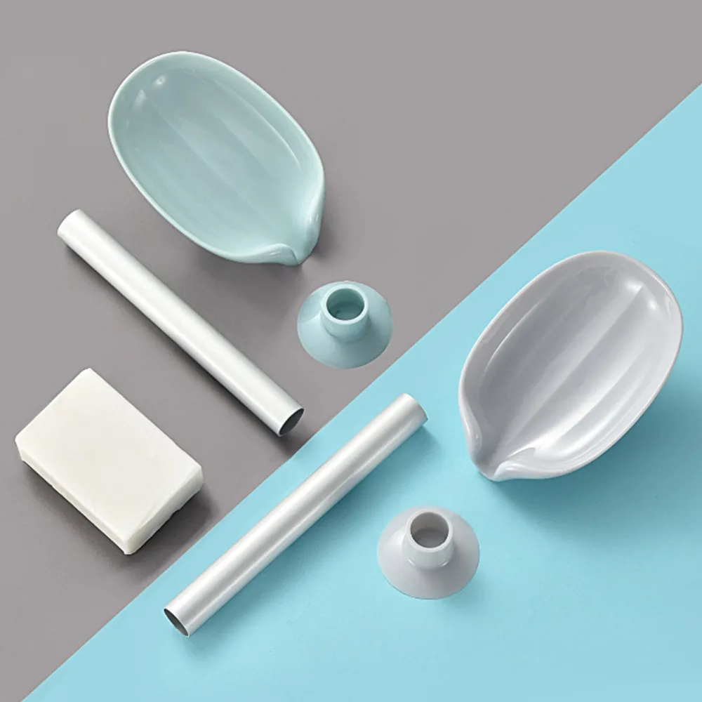 

Leaf Shape Soap Box Silicone Drain Soap Holder for Bathroom Shower Soap Holder Suction Cup Storage Plate Bathroom Accessories