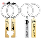 Elsemode Персонализированная идентификационная бирка на заказ, брелок из нержавеющей стали с номером телефона и гравировкой имени Love Drive, безопасный брелок для ключей, подарок