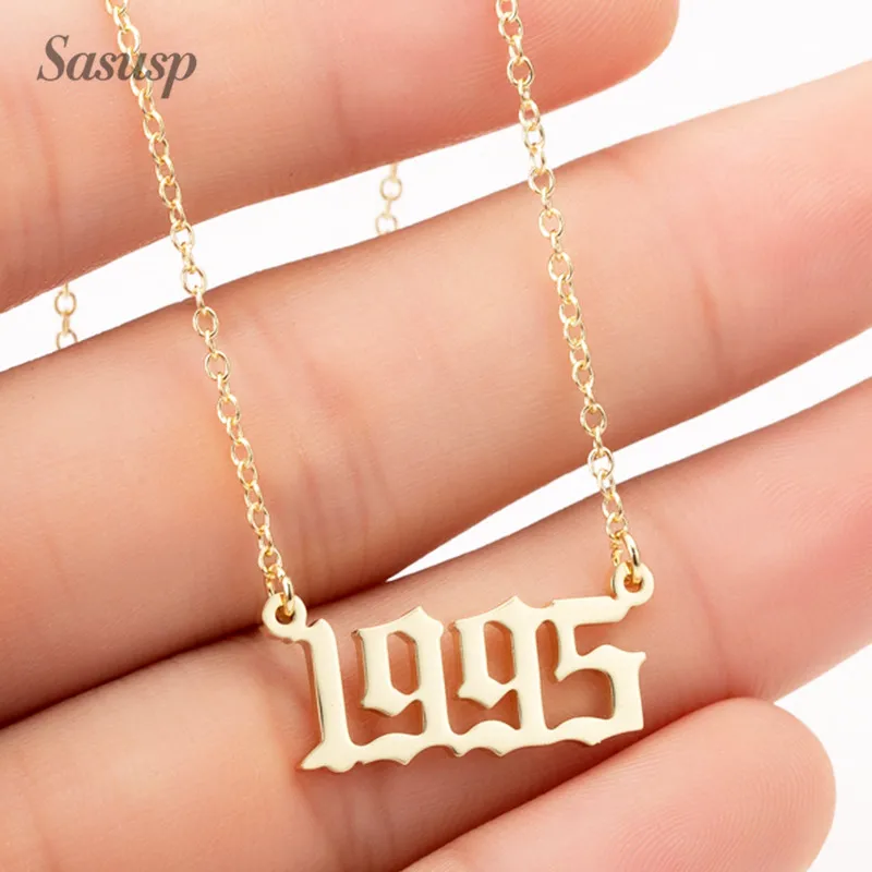 Sasusp Special Date Year Number Necklace Women Men The Shape of 1995 1996 1998 1999 Pendant Necklaces Personalize Collares 2021