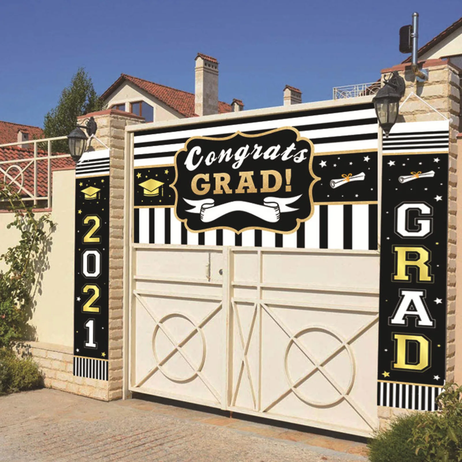 

3PCS Windows Banner Background Door Couplet Graduation Decoration Ceremony Congratulations Graduation Party Decor Photo Props