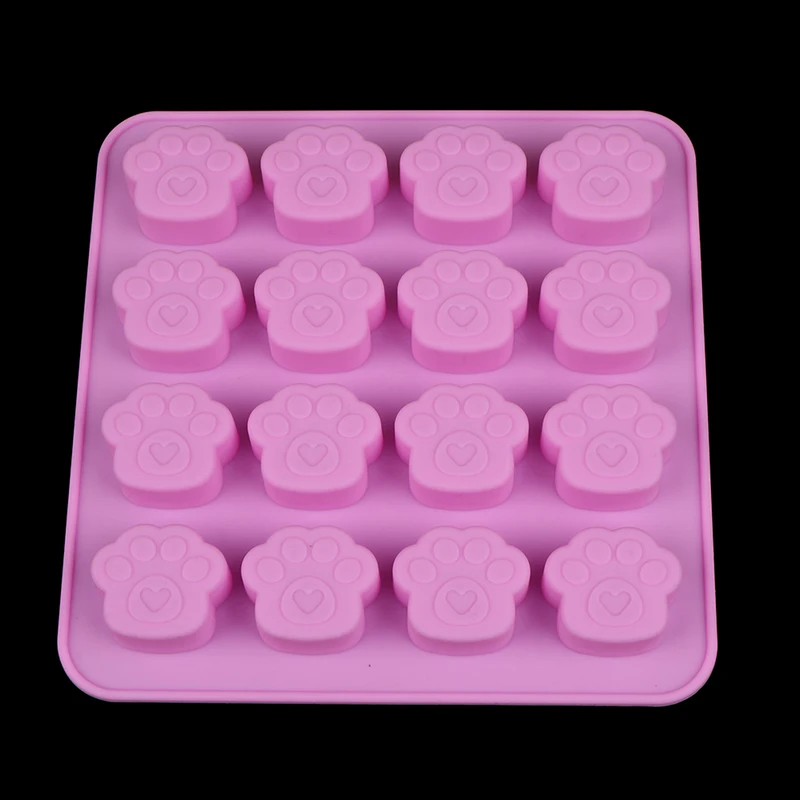 DIY16 holes Pink Pet Cat Dog Paws Silicone Mold Fondant Cake Decorative Tools Cookie Chocolate Mould | Дом и сад