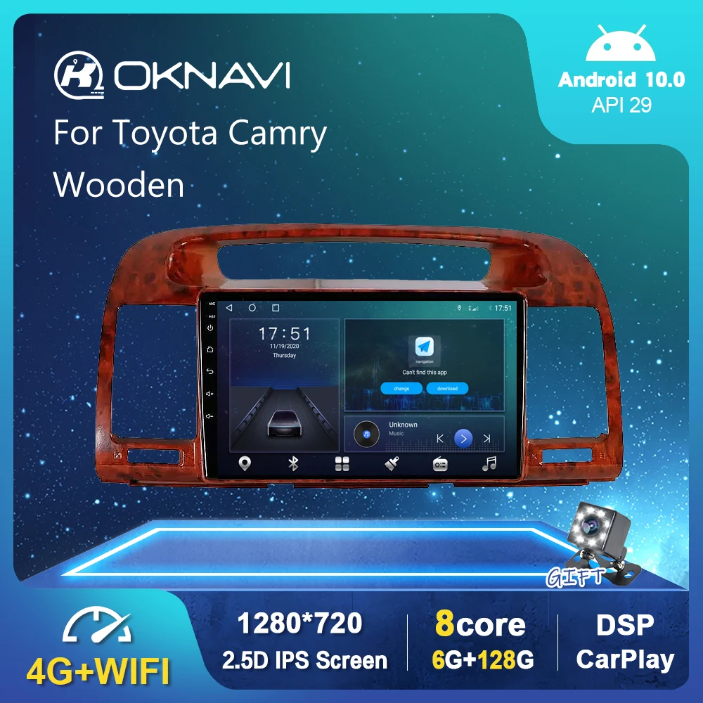 Автомагнитола на Android 10 0 видеоплеер для Toyota Camry 2002 2006 GPS стерео Carplay навигация DSP OBD