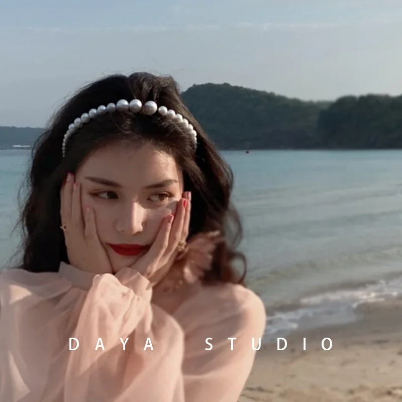 Женский ободок с большим жемчугом элегантный модный тюрбан для девушек