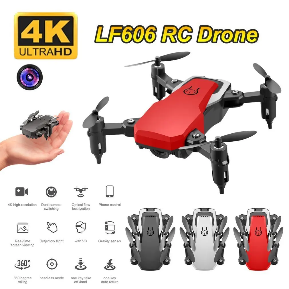 LF606 Wifi FPV складной Радиоуправляемый Дрон с 4K HD камерой слежение за высотой