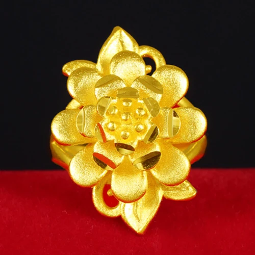 Product 5 Popular Vietnam Sand Gold Open Women's Ring Delicate 3D Flower No Fade Plated Fist Knuckles Rings for Women unusual goods - Цвет основного камня: Product 5