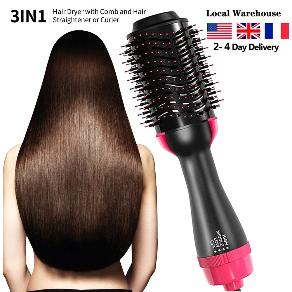 Secador de Cabelo Escova em Negativo um Passo Secador de Cabelo & Ventilador Volumizer Antiestático Modelador de Cabelo Alisador de Cabelo Escova